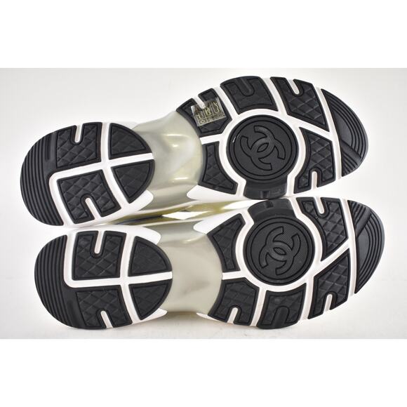 Chanel 22C Mens White Grey Knit Sock Clear CC Logo Low Top Trainer Sneaker 44 11 - Picture 12 of 12